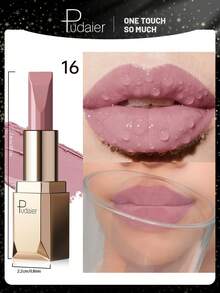 Pudaier 1pc Pink Nude Waterproof Non-Smudge Lipstick, Suitable For All Skin Tones, Perfect Valentine's Day Gift For Her - 16 - View 10