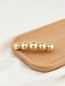 1/2pcs Minimalist Metal Beaded Hair Clips, Gold Silver Tone Spring Barrette For Women,Claw Clips - Multicolor - View 4