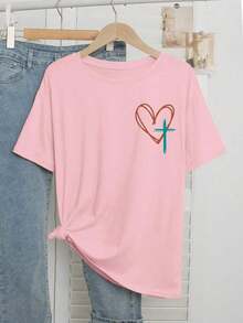 Women's Short-Sleeved T-Shirt With Round Neck, Vintage Surfboard Design, West California Surfer Style, Suitable For Summer And Spring. - 淺粉色 - 查看 3