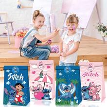 Túi quà hoạt hình Stitch & Angel, Túi giấy đựng kẹo theo chủ đề tiệc, Túi quà lưu niệm sinh nhật trẻ em, Túi quà tặng đồ ăn nhẹ cho tiệc sinh nhật đầu tiên của bé, Túi quà tặng phong cách anime dễ thương, Trang trí bàn tráng miệng tiệc, Túi kẹo quà tặng ngày lễ - Xem 2