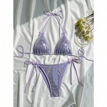 Shiny Pink Micro Bikini Set Mujer Women Sexy Push Up Thong Swimsuit Summer Bathing Suit Bandage Holiday Swimwear Women Biquine - 是的 - 查看 5