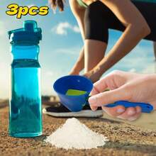 3pcs Sliding Leak-Proof Funnel Measuring Spoons, Multi-Function Funnel Design Measuring Cups, Durable PP Material Portable Powder Transfer Tool, Suitable For Milk Powder, Coffee, Sports Drinks, Nutritional Supplements - Multicolor - View 10