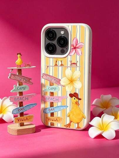 1 chiếc ốp lưng điện thoại mềm mại, chống rơi, chống bám vân tay, họa tiết vịt sọc mùa hè tươi mát, màu trắng sữa, thấu kính lỗ lớn, tương thích với iPhone 17/16/16Pro/16Plus/15/15ProMax/15Pro/11/12/13/14ProMax/11Pro/11ProMax/12Pro/12ProMax/13Pro/13ProMax/14Pro/14ProMax, kiểu dáng thanh lịch.