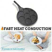 7-Hole Non-Stick Pancake Pan With Waffle Mold - Heavy-Duty Aluminum Alloy, Non-Stick Surface, Even Heat Distribution, Suitable For Pancakes, Waffles, Brownies, Crepes - View 8