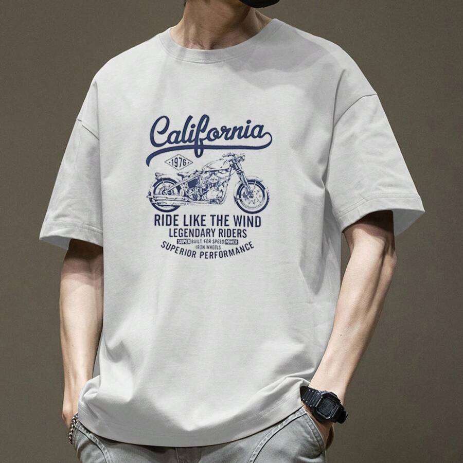Men's Fashion Brand T-Shirt 2026, New, Short Sleeve, Summer, Pure Cotton, Men's T-Shirt, Men's Medium Sleeve T-Shirt. - 酒紅色 - 查看 1