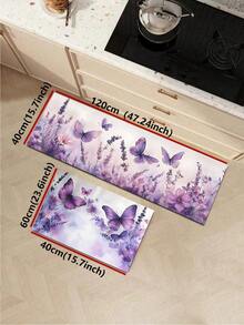 1 Set Floral & Butterfly Pattern Kitchen Mat, Made Of Diatomite With Absorbent, Anti-Slip, Anti-Stain, Quick-Drying Features. Suitable For Bathroom, Hallway, Entryway, Indoor/Outdoor Decor, Kitchen, Dining Room, Small Office/Home Office, Laundry Room - Multicolor - View 16