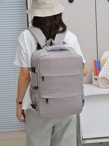 Large Capacity Backpack, Korean Fashion Lightweight Travel Backpack, Student Laptop Bag, Travel Bag For Women - Grey - View 2