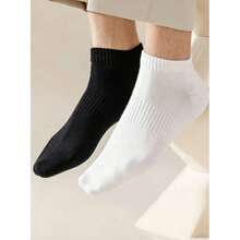1/10/20/30 Pairs Men's Black, White And Gray Sports Socks, Boat Socks, Suitable For Sports, Fashion, Minimalist Short Socks, Classic Solid Color, Minimalist - Multicolor - View 3