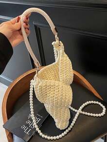 Hand-Woven Seashell Wallet - Crossbody Backpack Style, With Pearl Chain, Bohemian Style Pearl Chain Shoulder Strap, Women's Holiday Beach Accessory - 彩色 - 查看 10