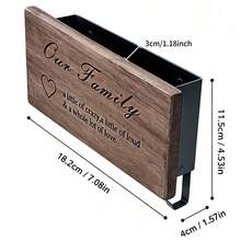 Organizador de llaves de pared de madera & metal con ranura de almacenamiento para control remoto, teléfono, correo & accesorios - Decoración rústica para el hogar - Negro - Ver 7