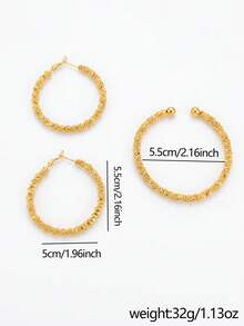 3pcs Fashionable Personalized Asymmetrical Bracelet And Earring Set, Suitable For Daily Wear And Holiday Gifts - Gold - View 2