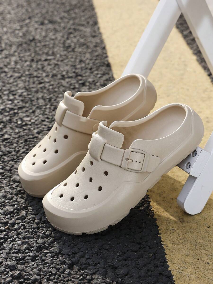Women's Comfortable Slip-On Slippers, Solid Color Basic Style, Casual Vacation Fashion, Flat Sandals For Beach, Spring/Summer/Autumn