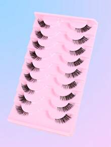 9 Pairs Of Half-Strip False Eyelashes, Transparent Stem, Natural Cat Eye Makeup Effect, Extended Tail Shape, Fluffy And Lightweight, Faux Mink Material, Create Natural Makeup, Suitable For Daily Makeup And Makeup Blogger Looks. - Cat Eye Lashes - View 4