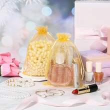 50/100pcs Gold Organza Bags, Gift Bags, Small Drawstring Mesh Bags Suitable For Candy, Jewelry, Snacks, Holiday, Birthday Party, Wedding, Baby Shower Favors, Packaging - Gold - View 5
