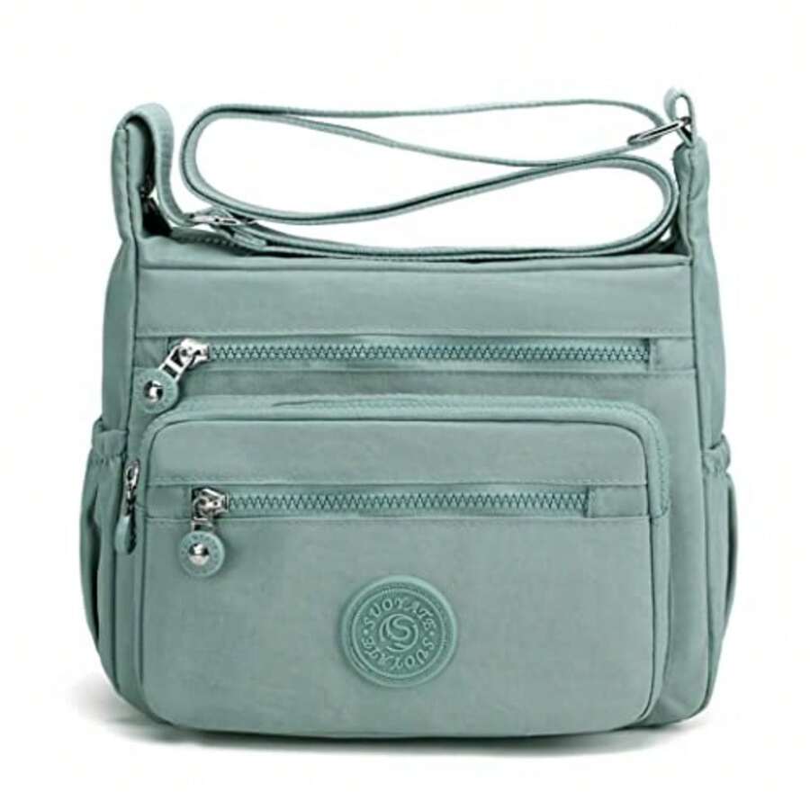 Pealwel Women Shoulder Handbag Roomy Multiple Pockets Bag Ladies Crossbody Purse Tote Top Handle Satchel - 淺綠色 - 查看 1