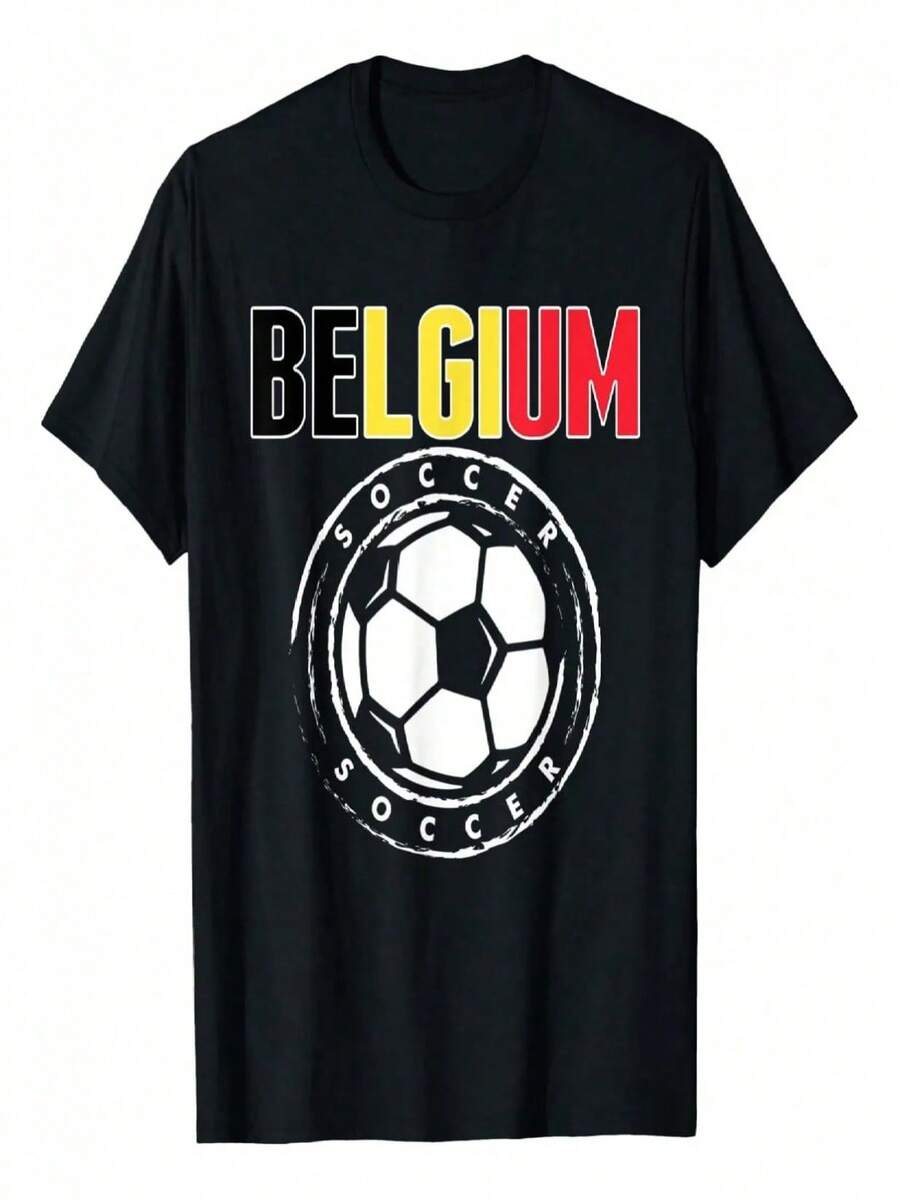 Belgium Soccer Lovers T-Shirt - Proud Soccer Fans - 黑色 - 查看 1