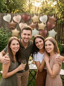 Balloon Set & Number Balloon Birthday Decoration, Heart And Star Shape Balloon Khaki, Romantic Luxury, 32 Inch Cream White Number Balloon For Birthday, Wedding,  Christmas, New Year, Opening Ceremoy, Graduation Season, Home Decor, Balloon Party Decor - 18歲生日 - 查看 6