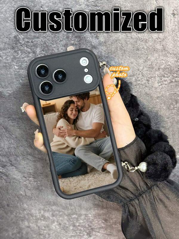 1pc DIY Custom Black Anti Drop Phone Case With Lanyard,Personalized Picture Mobile Cover,Compatible With IPhone 13/11/17/17pro/16/14/15/15pro/15 Plus/15 Promax/7plus/8plus/X/Xs Max/Xr/11pro/12pro/13pro/14pro/12mini/13mini/11promax/12promax/13promax/14promax/14plus/17pro Max/17Air/7/8/16Pro/16plus/16promax/Se2/17promax&Compatible With Samsung Galaxy/A54/A14/A12/A13/A15/A32/A33/A24/A52S/S20/S21/S22/S23/S24/S23Plus/S24ultra/A15/A33/A23