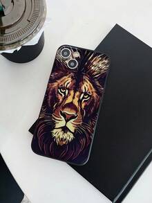 1 pieza Funda de teléfono mate negra con estampado de león compatible con Apple 17, AIR, 17PRO, 17E, 17PROMAX, 16promax, 16E, 15promax, 15, 15PRO, 15PLUS, 14PLUS, 14promax, 14, 14PRO, 13promax, 13PRO, 13, 13mini, 12, 12mini, 12pro, 12promax, 11 Pro Max, 11pro, 11, XS Max, X, XR, 8, 7, Plus, a prueba de golpes, adecuada como regalo de cumpleaños, novia, novio o para uso personal - Multicolor - View 4