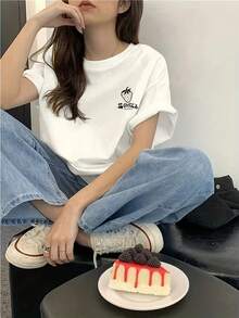 New T-Shirt, 100% Cotton, Machine Washable, Suitable For Spring, Summer And Autumn, Casual Style, Comfortable Fit, Modern Design, Versatile For Daily Use, Soft Fabric, Style A. - Apricot - View 5