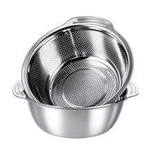 Household Kitchen Washing Bowl Set Double Layer Design For Daily Food Preparation - Silver - View 1