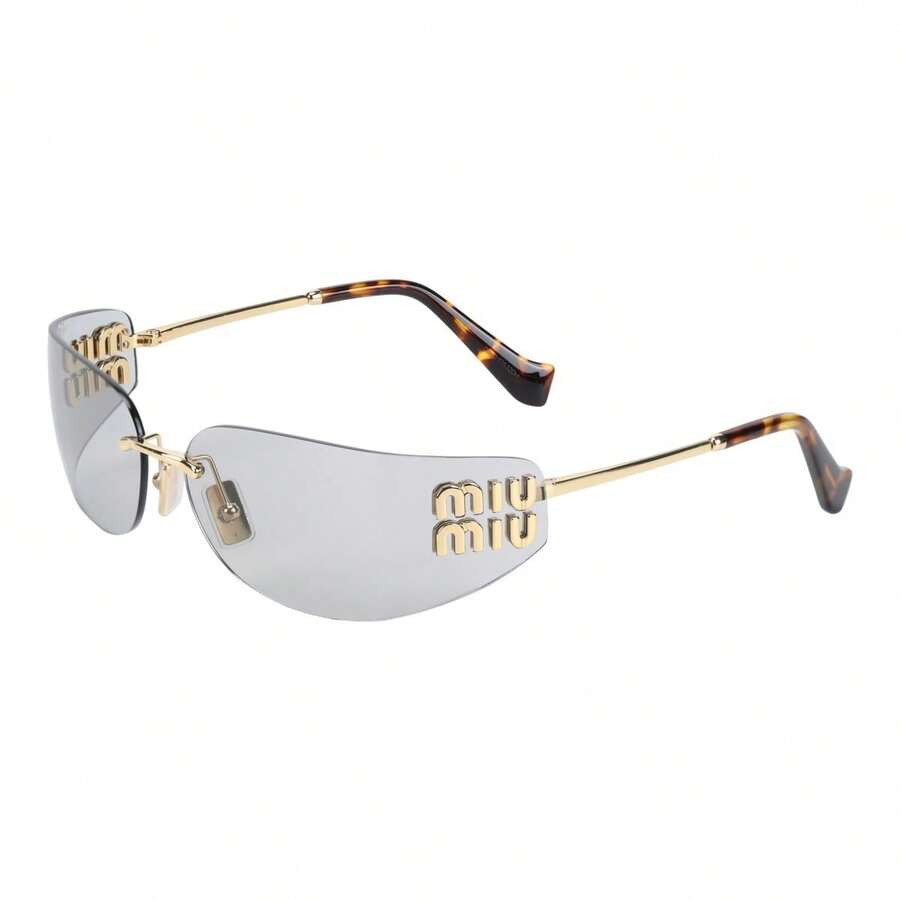 MIU MIU Original Design Irregular Shaped Sungl Asses For Women, Gold - OMUA51S - View 1