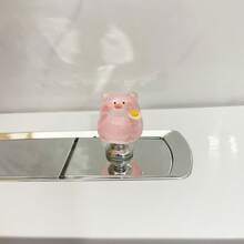 Cute Glowing Pig Toilet Tank Button - Durable Plastic, Easy To Install Bathroom Tank Handle, Fun Design, Night Glow Feature, Tank Control And Decoration, Toilet Tank Accessory, Fun Design - Multicolor - View 4