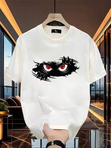 1 Piece Of Women's Fitted T-Shirt, Heavyweight Short Sleeve T-Shirt, Versatile Casual T-Shirt With Korean Style Print For Men, Unisex Cotton Loose Short Sleeve Crew Neck Urban Vintage Style T-Shirt For Men, 180g 100% Cotton. - 白色 - 查看 1