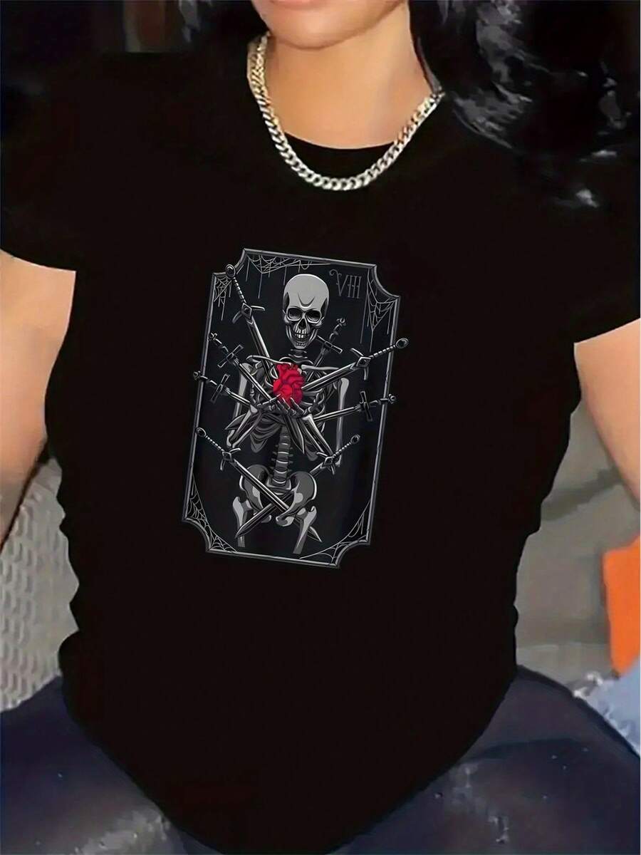 Short-Sleeved Polyester T-Shirt, Designed With A Durable Construction, Suitable For Restaurant Wear; The Fabric Is Comfortable And Lightweight, Ideal For Casual Dining; A Modern And Fashionable Garment, Suitable For Everyday Wear. It Can Also Be Worn As An Elegant Party Outfit, A Stylish T-Shirt For Elegant Ladies, A Blouse Suitable For Curvy Women, A Prom Skirt, Or For Casual Wear. - 黑色 - 查看 1