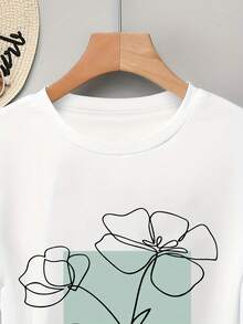 Camiseta de Manga Corta para Mujer con Estampado Náutico 100% - Serie Vintage Océano, Blusa Casual de Cuello Redondo para Playa, Outfits de Primavera y Verano - Blanco - Ver 5
