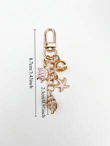 1pc Summer Ocean Element Shaped Bag Charm, Starfish, Seashell, Turtle Shell Decor, Elegant Lady's Keychain, Keyring, Keychain Decoration, Car Key Chain, Shoulder Bag, Wallet, Backpack Accessory, Room Decor, Phone Charm, Convenient To Carry, Suitable For Beach Vacation, Daily Outing, Popular Among Fashionable Young People - Multicolor - View 12