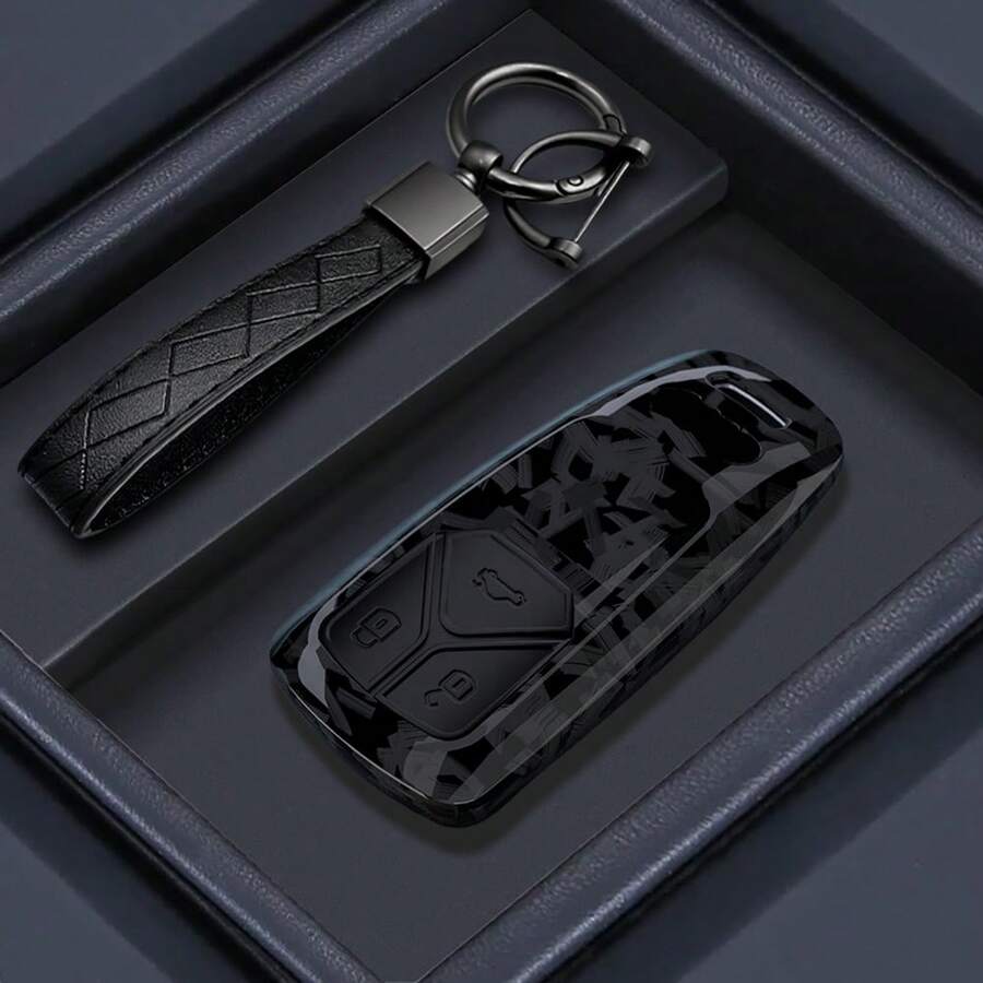 适用于奥迪 A4 B9 A5 A6 8S 8W Q5 Q7 4m S4 S5 S7 TT TTS TFSI RS 的 ABS 碳纤维汽车钥匙壳 - A - 查看 1