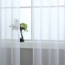 Set Of 2 Solid Color Sheer Curtains, Lightweight Light Filtering Curtains With Grommets, Semi-Transparent Curtains For Bedroom, Living Room, Patio And Outdoor Use - 白色 - 查看 3