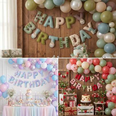Bandera de cumpleaños de fieltro 2D DIY, 3 estilos de nota musical, fresa, dinosaurio, banderines de guirnalda, letras de fieltro hechas a mano lindas para decoración de fiesta de cumpleaños y baby shower (sin necesidad de coser)