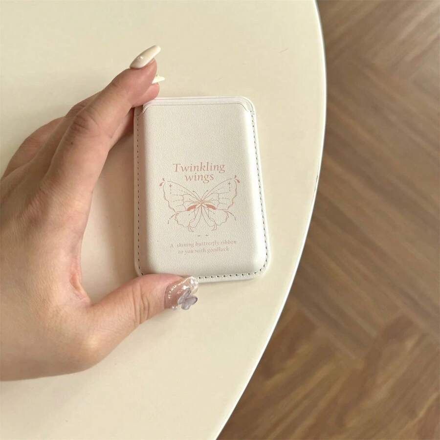 Ví đựng thẻ nam châm bướm hồng thời trang độc đáo, tương thích với Apple Magsafe, miếng dán ví đựng thẻ đa năng màu trắng cho Giáng sinh & Năm mới - trắng - Xem 1