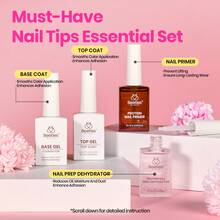 Beetles 224Pcs Tipex Instant Apex Nail Tips Kit, Reinforced Apex Strong Long-Lasting, 20g Solid Nail Glue, Mini UV Lamp Base & Top Coat Manicure Set - 短方 - 查看 5
