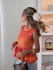 Women's New Ombre Knit Sleeveless Top, Suitable For Vacation - Orange - View 5