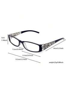 1 pieza de gafas de moda rectangulares decoradas con flores de pedrería, adecuadas para atuendos universitarios, trabajo y uso diario. - Gris - Ver 7