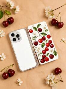 1件紅色櫻花花卉印花透明書本式手機殼，防摔，適用於Apple 16/16PRO/16PLUS/16PROMAX/11/11pro/11promax/12/12pro/12promax/13/13pro/13promax/14/14plus/14pro/14promax/15/15plus/15pro/15promax,/17/Air17pro/17promax，送給朋友、同學、閨蜜的禮物，書本式 - 彩色 - 查看 7