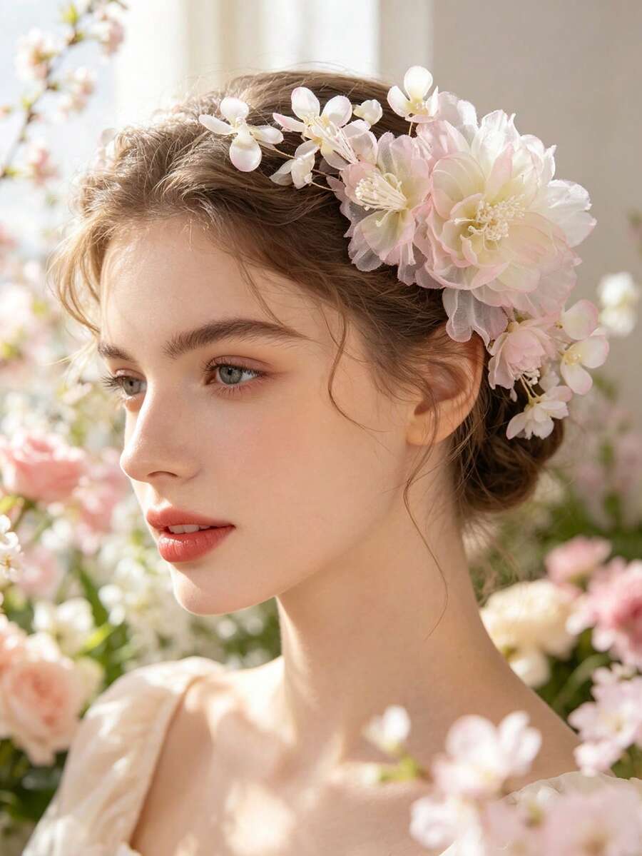 1件薄紗新娘頭飾,婚禮配件髮夾,髮飾髮卡 - 9769 - 查看 1
