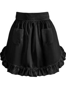 1 pieza/2 piezas Delantal de mujer con corbata, bolsillos, estilo vintage con volantes, delantal lindo para cocinar, mesera, empleada doméstica, uso en el hogar - Multicolor - Ver 13