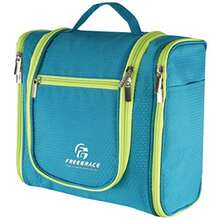 Premium Toiletry Bag By Freegrace - Extra Large Travel Essentials Organizer - Durable Hanging Hook - For Men and Women - Perfect For Accessories, Cosmetics, Personal Items, Shampoo Aquamarine - como en la imagen - Ver 2
