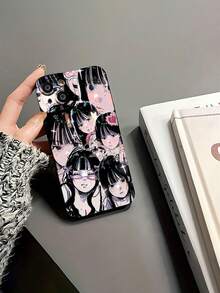 Collage brillante de chica anime rosa y negrofunda de teléfono Fundas compatibles con ,Apple,VIVO,OPPO,,, y Honor.Fabricadas en silicona TPU,ofrecen protección contra golpes y caídas.regalos para mamá - Negro - Ver 5