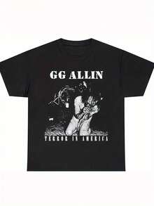 Men's Modern Rock Graphic T-Shirt GG Allin Terror In America | Extreme And Rebel Icon Chain Design T-Shirt - Heavy Metal Fan Clothing - Black T-Shirt, Suitable For Concerts, Casual Wear And Fashion - Breathable T-Shirt For All Seasons - 黑色 - 查看 7