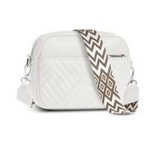 Premium Quilted Crossbody Bags For Women With Anti-Pickpocket Clip, Vegan Leather Handbags, Travel Purses For Women - 單肩包雪白提花肩帶 - 查看 8