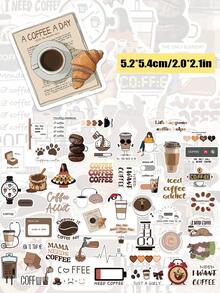 YWWBLD 50 piezas Pegatinas de amante del café, pegatinas decorativas de café para portátil, maleta, scrapbook, decoración DIY - Adicto al café - Ver 3