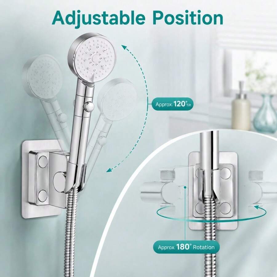 Giá đỡ vòi sen không cần khoan, gắn tường bằng keo dán, có thể điều chỉnh, làm bằng nhựa ABS, phụ kiện phòng tắm, giá đỡ vòi sen cầm tay. - nhiều màu - Xem 1