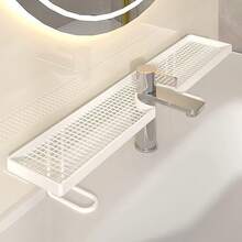 1pc Bathroom Rustproof Stainless Steel Grid Shelf, Perforated Draining Surface, Suitable For Cosmetics & Skincare Lovers, Wall-Mounted Storage Rack For Vanity, Shower, Bathroom Mirror - Multicolor - View 6