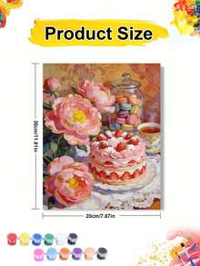 16x20 Inch (40x50cm) Strawberry Cake, Macaron And Peony DIY Digital Oil Painting Kit - Holiday Gift - Sets - View 15