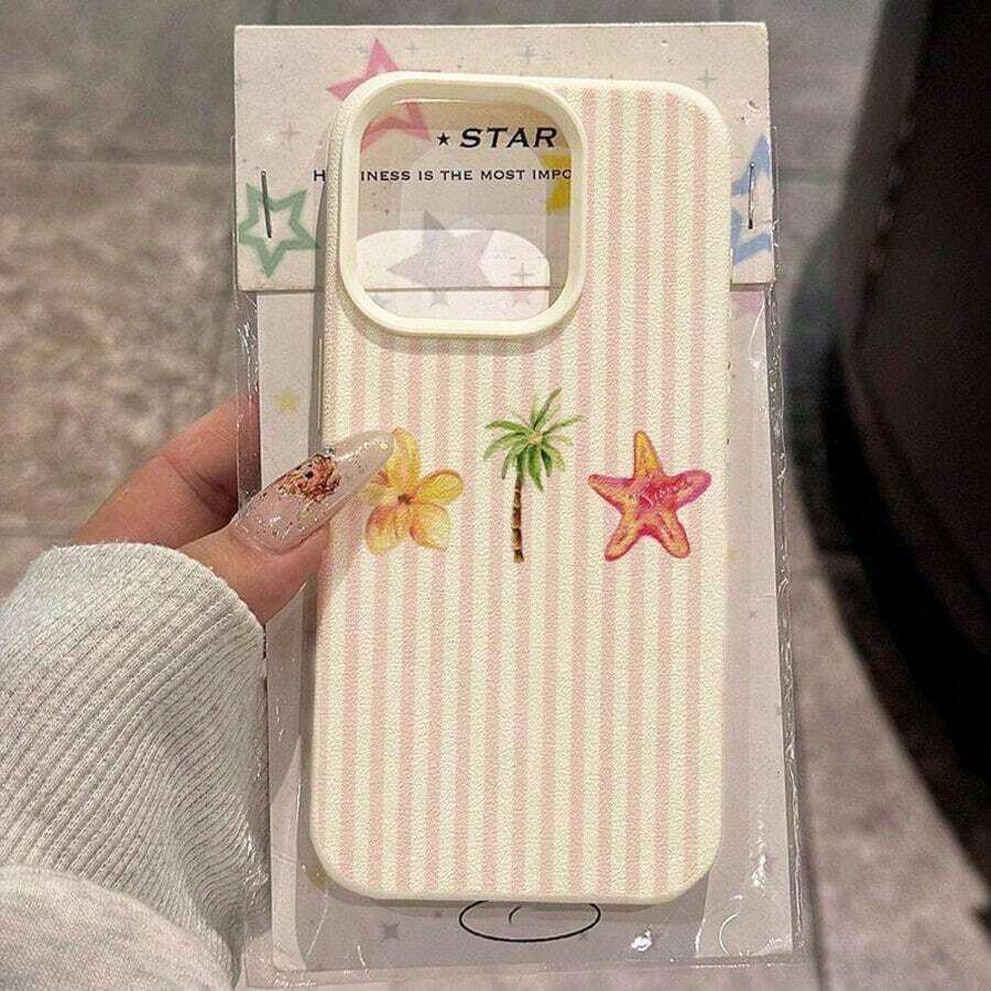 Fashionable Printed Cell Phone Case 20261pc, Vacation Style, TPU Material, Summer Coconut Tree Design, Compatible With Phones, Spring Gift, International Version, Not The National Version - White 11 - View 1